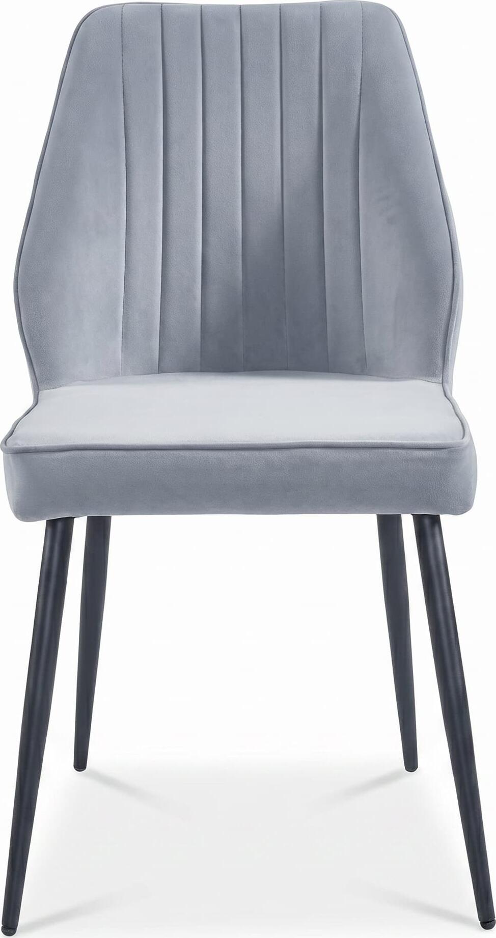 Interdepo DEX Dining Chair, Upholstered Black Seat with Vertical Ribbed Backrest and Robust Metal Legs, 470x880x450 mm