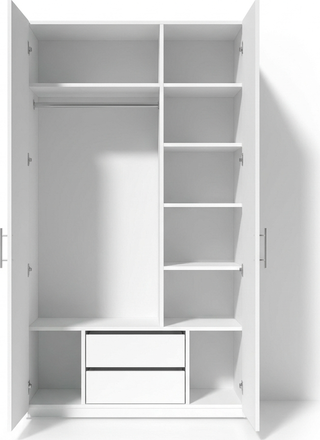 Шкаф с распашными дверцами Fabrik Home Mezzo 1000, Белый ясень, 1000x2000x500мм, Двустворчатый дизайн с филенками и круглыми ручками