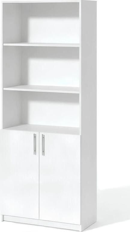 Шкаф Fabrik Home Office Line 1, ламинированный ДСП 18мм, 800x2000x400мм, 3 открытые полки и закрытое отделение с 2 дверцами, кромка ABS, сборка RASTEX