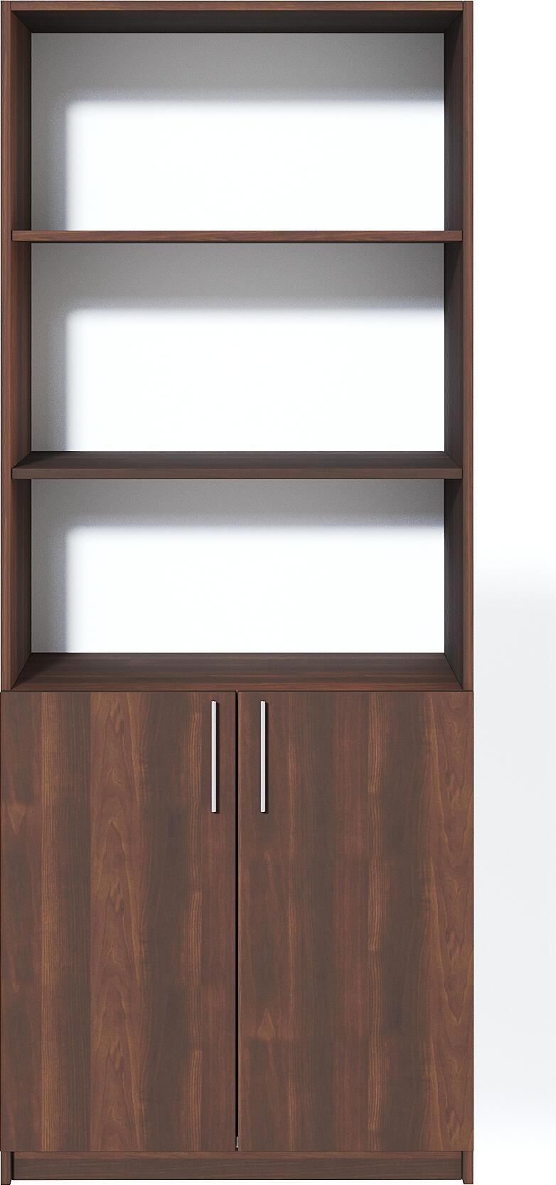 Шкаф Fabrik Home Office Line 1, Орех, ламинированный ДСП 18мм, 800x2000x400мм, 2 открытые полки и закрытое отделение с 2 дверцами, кромка ABS, сборка RASTEX