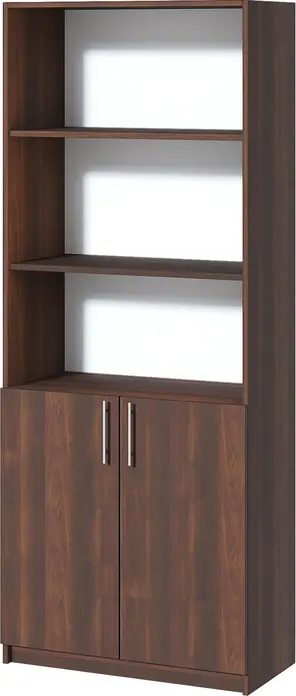 Dulap Fabrik Home Office Line 1, Nuc, PAL laminat 18mm, 800x2000x400mm, 2 rafturi deschise si 2 usi pentru compartimentul inchis, cantuire ABS, montare RASTEX