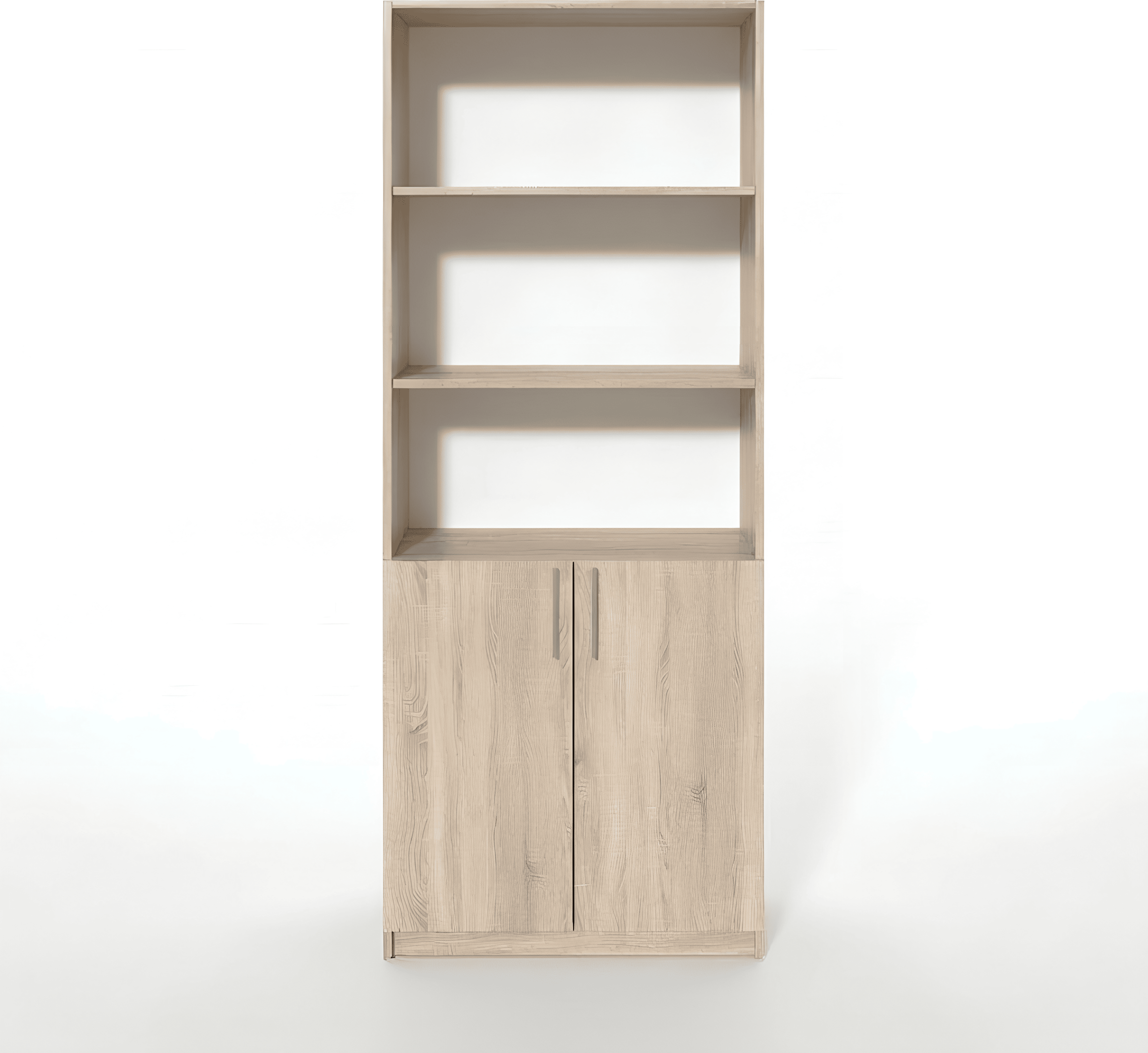 Dulap Fabrik Home Office Line 1, Stejar sonoma, PAL laminat 18mm, 800x2000x400mm, 3 rafturi deschise si 2 usi pentru compartimentul inchis, cantuire ABS, montare RASTEX