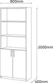 Dulap Fabrik Home Office Line 1, Stejar sonoma, PAL laminat 18mm, 800x2000x400mm, 3 rafturi deschise si 2 usi pentru compartimentul inchis, cantuire ABS, montare RASTEX