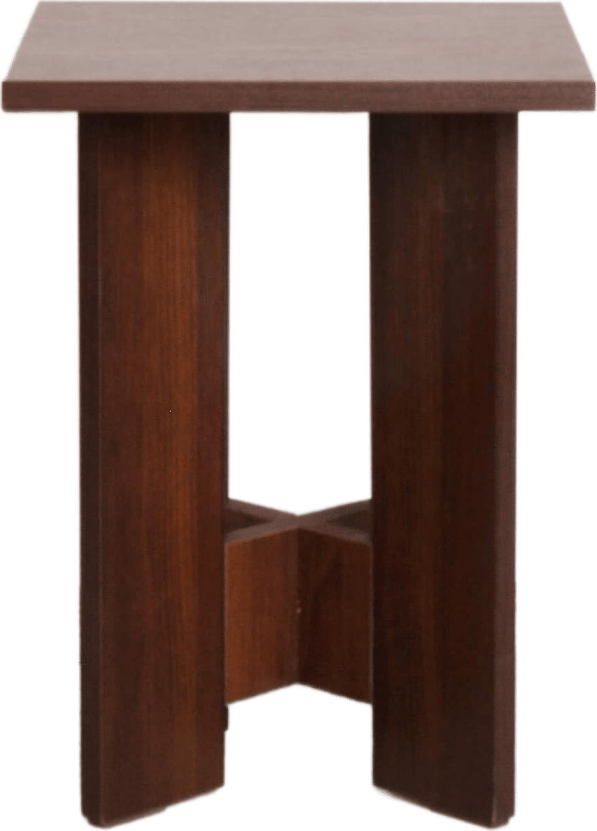 Taburet din PAL Fabrik Home, Nuc inchis, Blat Square cu Suporturi Verticale si Cross-Brace, Mobilier pentru Bucatarie si Dining