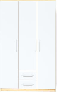 Fabrik Home Linia 1200 Hinged Door Wardrobe, Maple, 3 Sections with Shelves, Clothes Rail and 2 Bottom Drawers, 1200mm Width