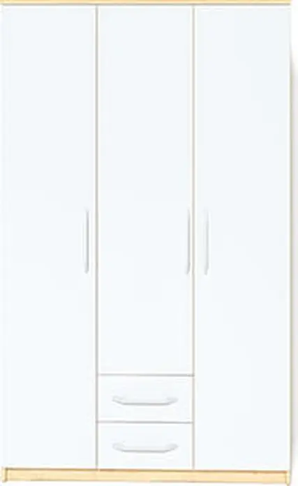 Fabrik Home Linia 1200 Hinged Door Wardrobe, Maple, 3 Sections with Shelves, Clothes Rail and 2 Bottom Drawers, 1200mm Width