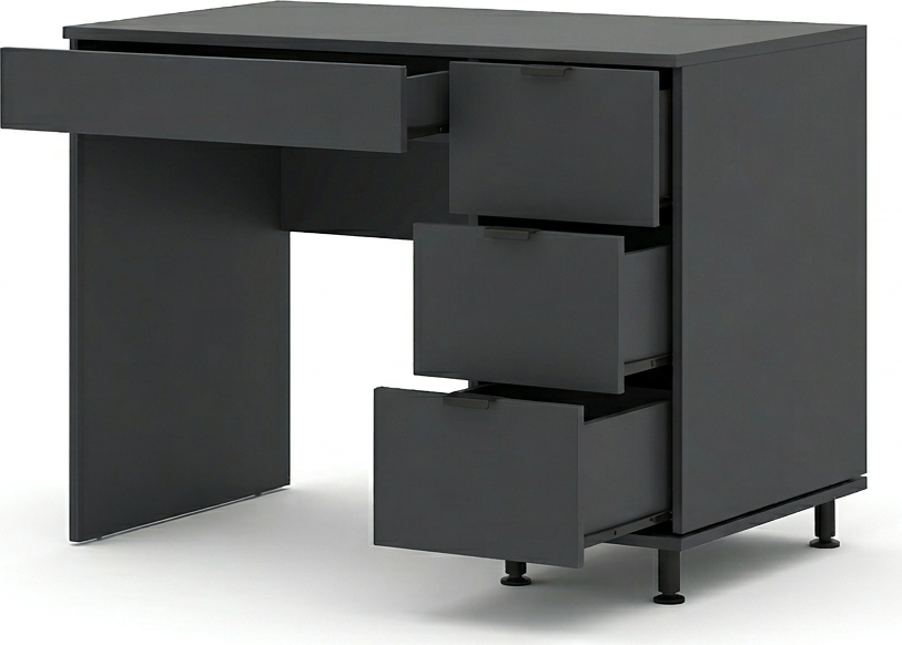 Birou Fabrik Home ARM, PAL Antracit, 1000x600x750mm, 4 Sertare cu Ghidaje cu Bilouri, Design Ergonomic si Sofisticat