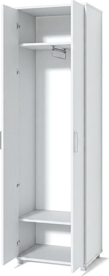 Fabrik Home Dulap Modul 2 Hallway Wardrobe, White Ash, Laminated Chipboard 18mm, 2 Doors, Clothes Rail, Hat and Shoe Shelves, 2000x600x425mm