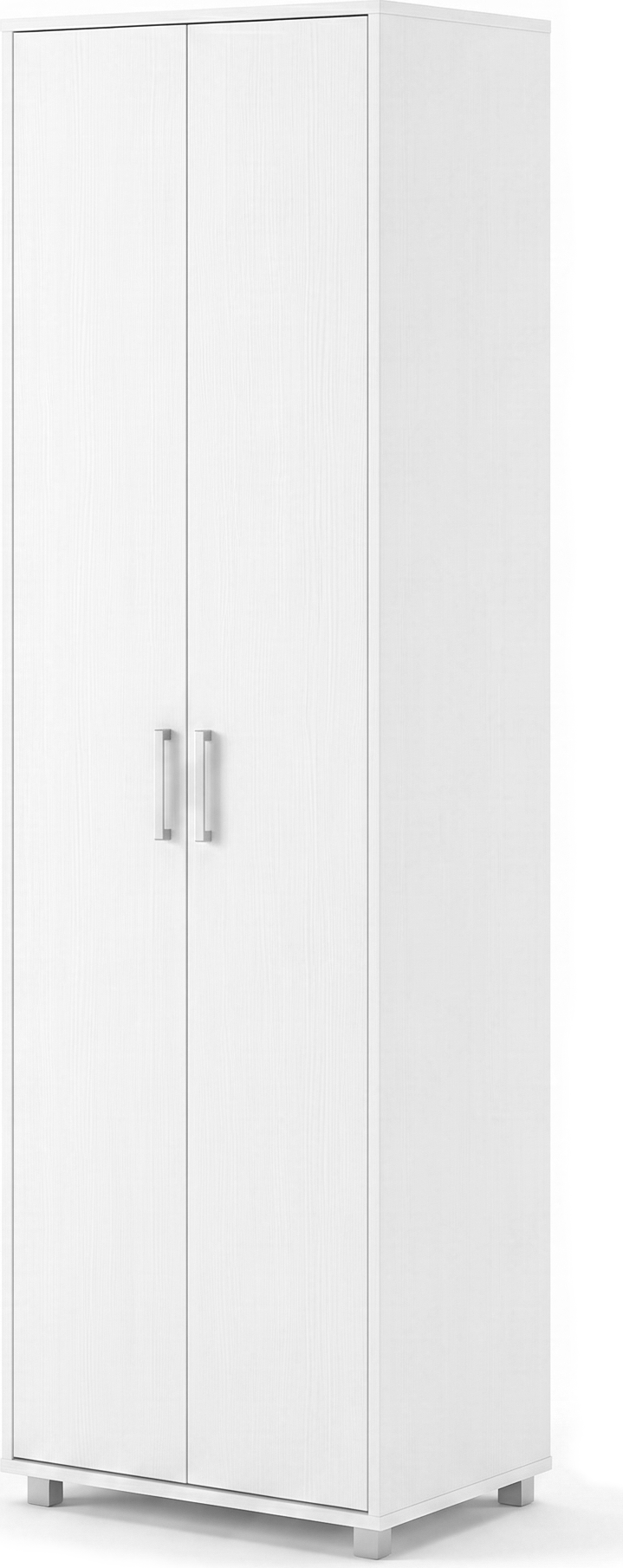 Fabrik Home Dulap Modul 2 Hallway Wardrobe, White Ash, Laminated Chipboard 18mm, 2 Doors, Clothes Rail, Hat and Shoe Shelves, 2000x600x425mm