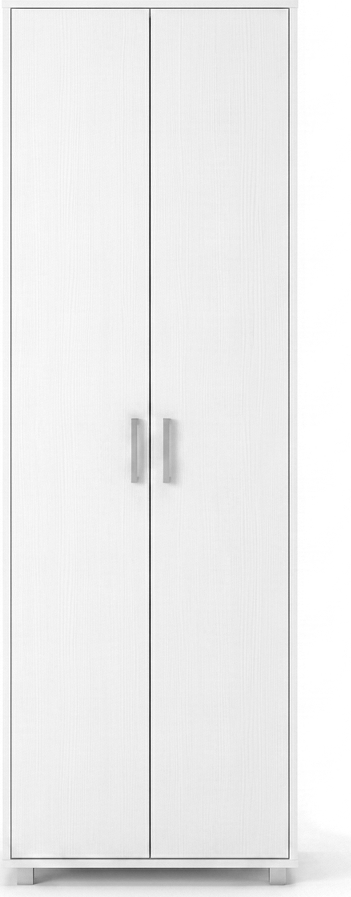 Fabrik Home Dulap Modul 2 Hallway Wardrobe, White Ash, Laminated Chipboard 18mm, 2 Doors, Clothes Rail, Hat and Shoe Shelves, 2000x600x425mm