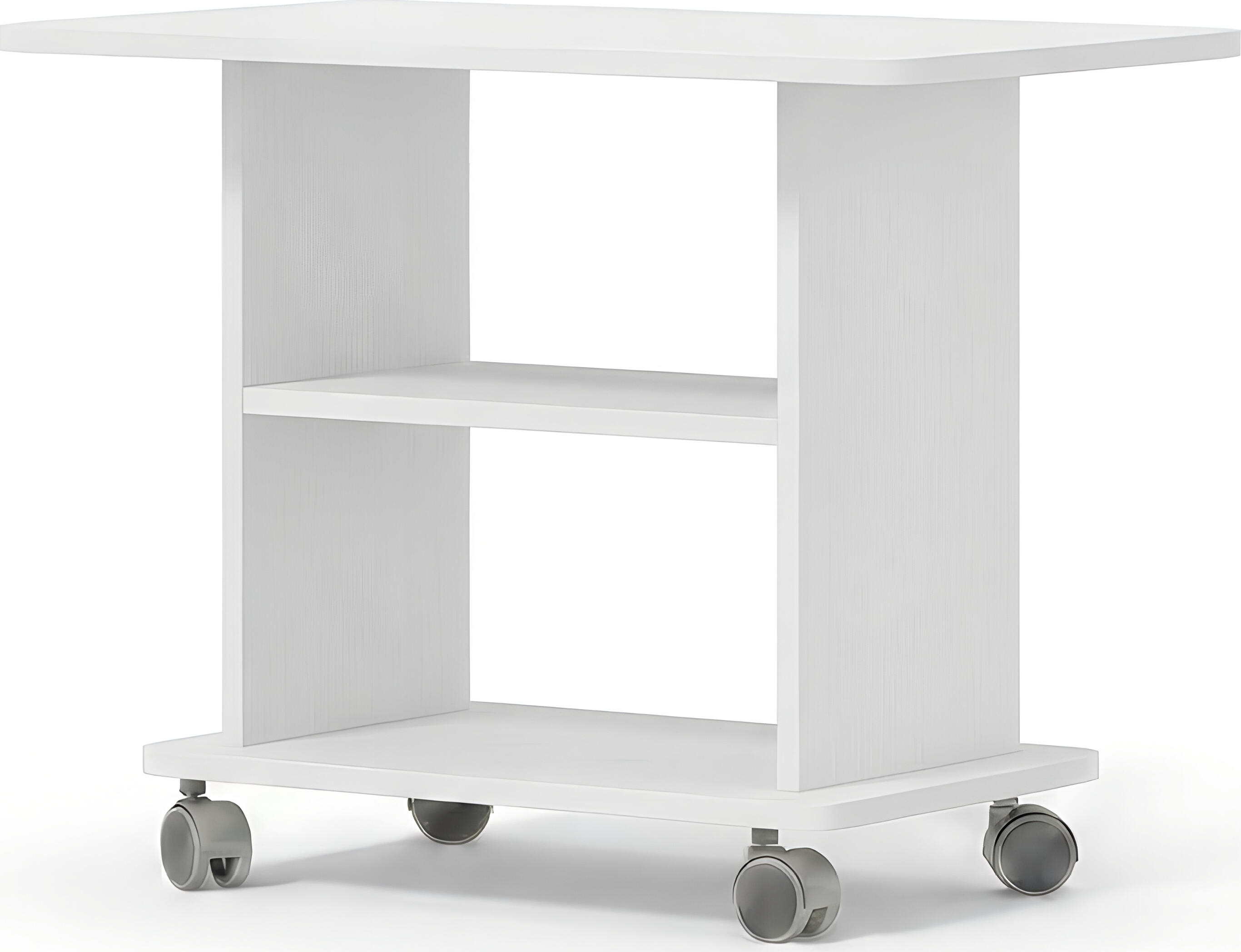 Fabrik Home Rolic Coffee Table with Swivel Wheels and Storage Shelf, White Ash, 750x450x550mm