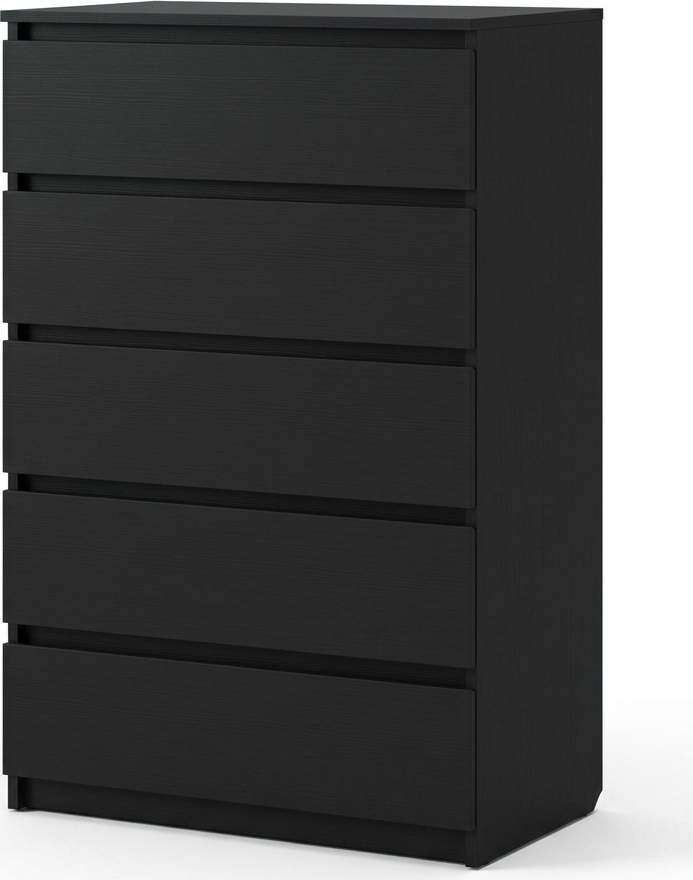 Comoda Fabrik Home Havana 5, 5 Sertare, Frasin Negru, Design Minimalist, 800x1255x385 mm, Culise Metalice