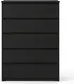 Comoda Fabrik Home Havana 5, 5 Sertare, Frasin Negru, Design Minimalist, 800x1255x385 mm, Culise Metalice