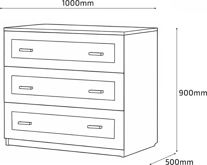 Комод Fabrik Home Mezzo, 3 ящика, материал PAL, 100x50x90 см, цвет Cobalt Grey, WP-23723