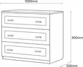 Комод Fabrik Home Mezzo, 3 ящика, материал PAL, 100x50x90 см, цвет Cobalt Grey, WP-23723