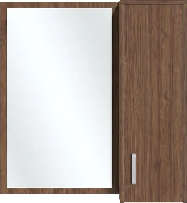 Dulap de perete cu oglinda Fabrik Home Modul 6, Pal laminat, Nuc pietros, 944x900x285 mm, cu rafturi interne
