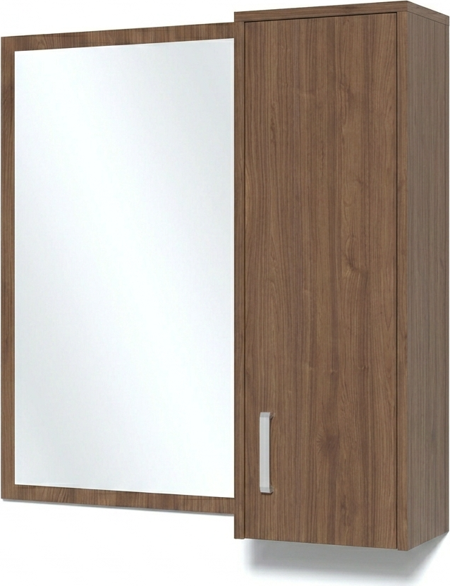 Dulap de perete cu oglinda Fabrik Home Modul 6, Pal laminat, Nuc pietros, 944x900x285 mm, cu rafturi interne