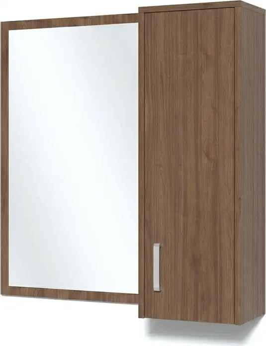 Dulap de perete cu oglinda Fabrik Home Modul 6, Pal laminat, Nuc pietros, 944x900x285 mm, cu rafturi interne