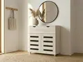 Шкаф для обуви Fabrik Home Modul 11, цвет Дуб Сонома, с 1 выдвижным ящиком, 2 дверцами с вентиляционными панелями, 2 полками и серебристыми ножками, 850x800x355мм