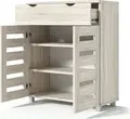 Шкаф для обуви Fabrik Home Modul 11, цвет Дуб Сонома, с 1 выдвижным ящиком, 2 дверцами с вентиляционными панелями, 2 полками и серебристыми ножками, 850x800x355мм