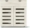 Шкаф для обуви Fabrik Home Modul 11, цвет Дуб Сонома, с 1 выдвижным ящиком, 2 дверцами с вентиляционными панелями, 2 полками и серебристыми ножками, 850x800x355мм