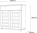 Шкаф для обуви Fabrik Home Modul 11, цвет Дуб Сонома, с 1 выдвижным ящиком, 2 дверцами с вентиляционными панелями, 2 полками и серебристыми ножками, 850x800x355мм