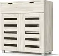 Шкаф для обуви Fabrik Home Modul 11, цвет Дуб Сонома, с 1 выдвижным ящиком, 2 дверцами с вентиляционными панелями, 2 полками и серебристыми ножками, 850x800x355мм