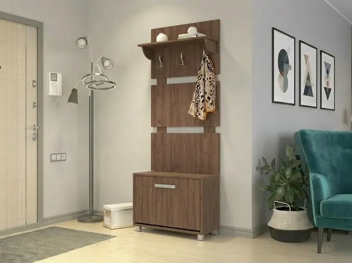 Dulap pentru incaltaminte Fabrik Home Modul No.7, Stejar Pietros, PAL laminat, 600x497x285 mm, Element de mobilier modular pentru hol cu clapeta frontala