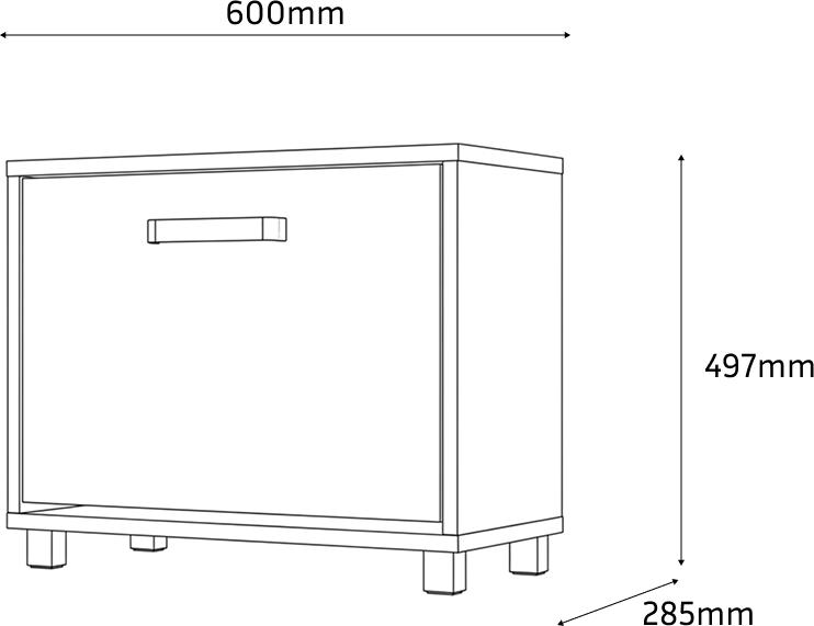 Dulap pentru incaltaminte Fabrik Home Modul No.7, Stejar Pietros, PAL laminat, 600x497x285 mm, Element de mobilier modular pentru hol cu clapeta frontala