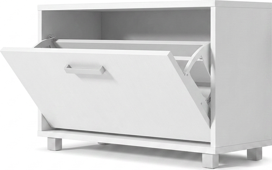 Dulap pentru incaltaminte Fabrik Home Modul 9, Frasin Alb, Material LPAL, 900x497x285mm, cu Sertar Drop-Down si Rafturi Ascunse