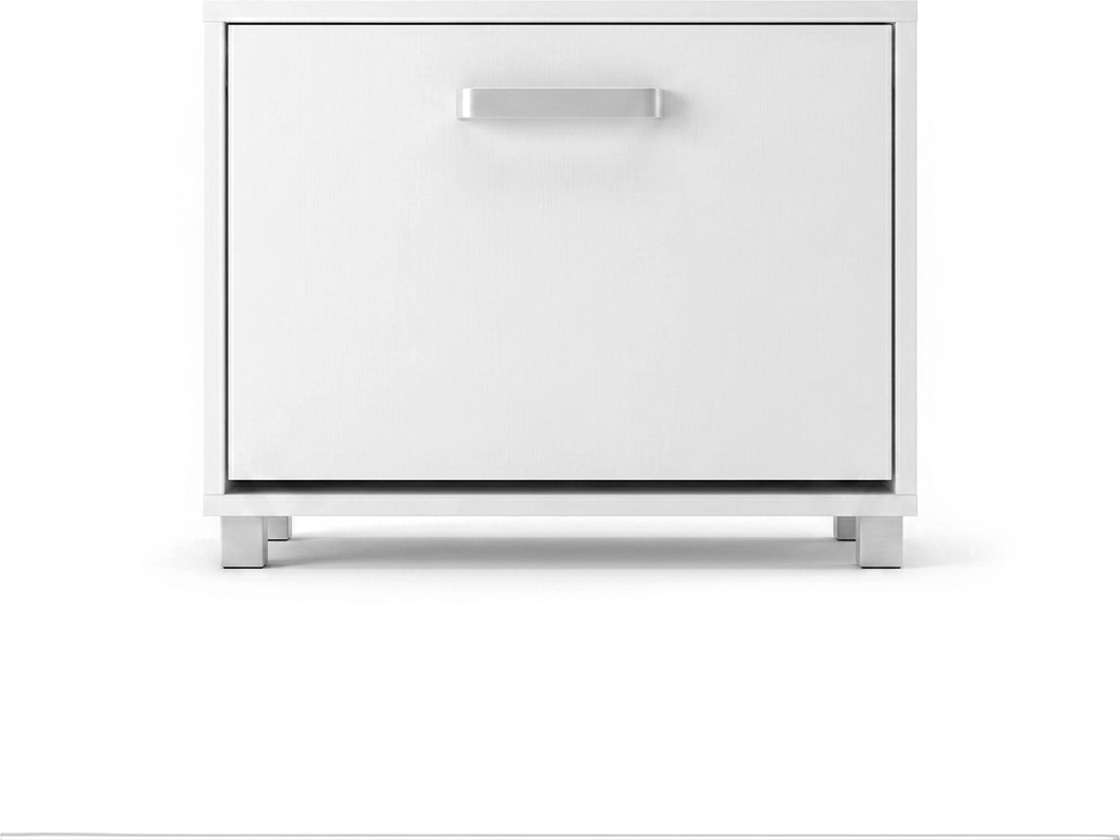 Fabrik Home Shoe Cabinet Modul No.7, White Ash, Laminated Particle Board, 600x497x285 mm, Modular Hallway Unit with Front Flap and Handle