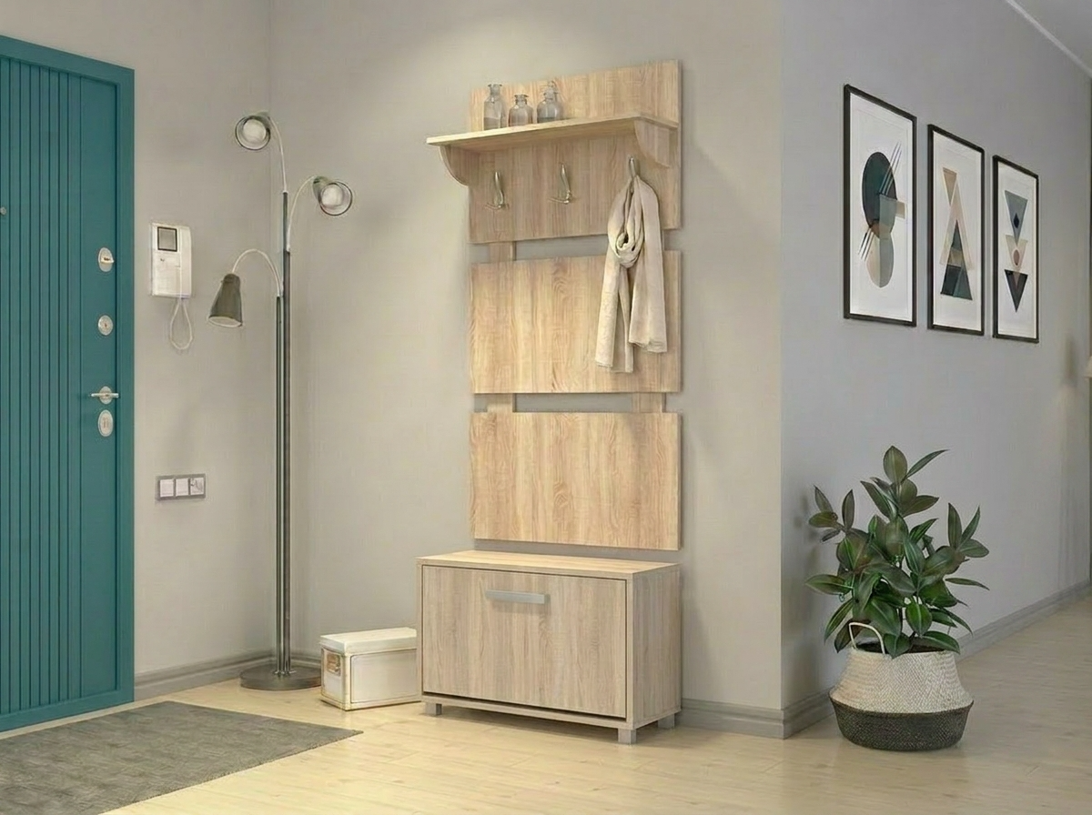 Dulap pentru incaltaminte Fabrik Home Modul No.7, Stejar Sonoma, PAL laminat, 600x497x285 mm, Element de mobilier modular pentru hol cu clapeta frontala