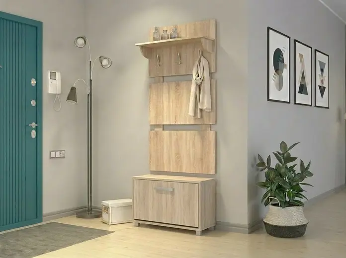 Dulap pentru incaltaminte Fabrik Home Modul No.7, Stejar Sonoma, PAL laminat, 600x497x285 mm, Element de mobilier modular pentru hol cu clapeta frontala