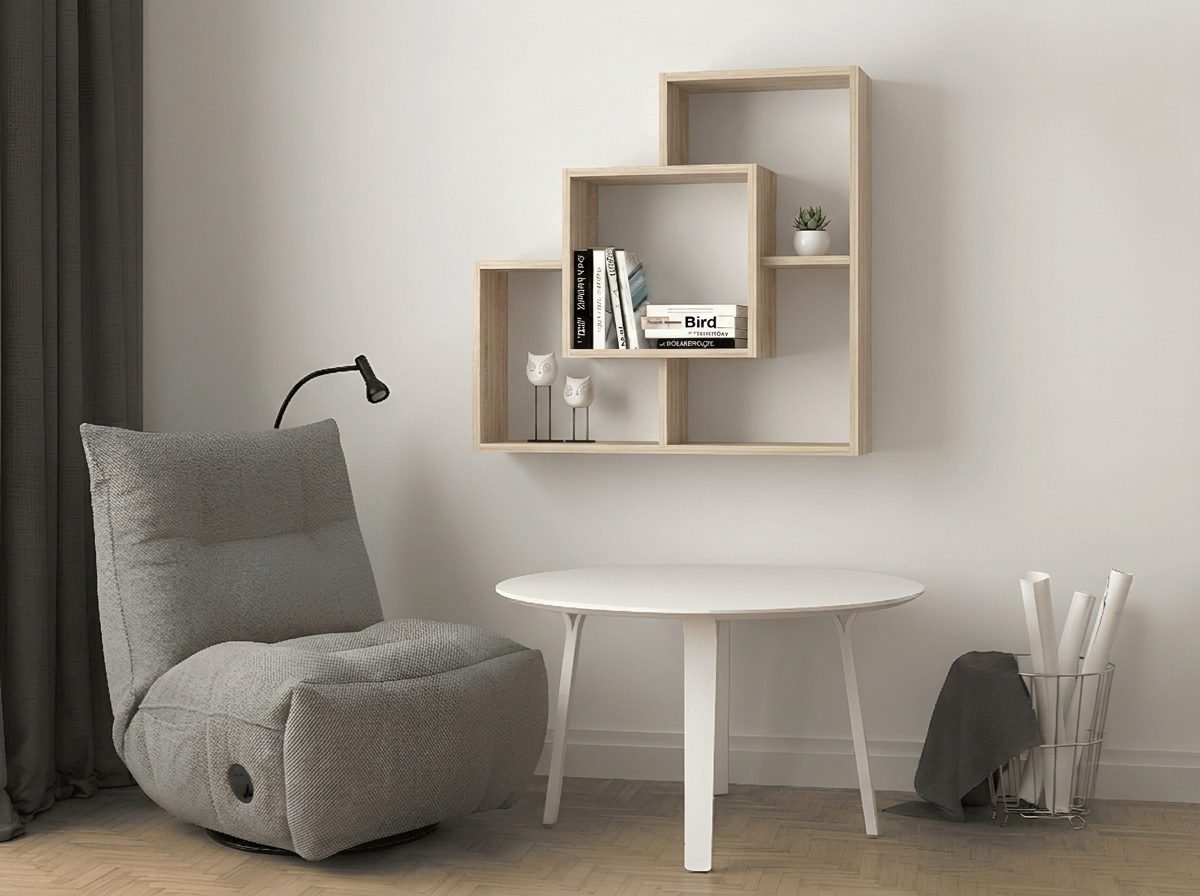Fabrik Home Tetris No.10 Decorative Wall Shelf, 800x800x220 mm, Dense Laminated Chipboard, Sonoma Oak, RASTEX Connection System