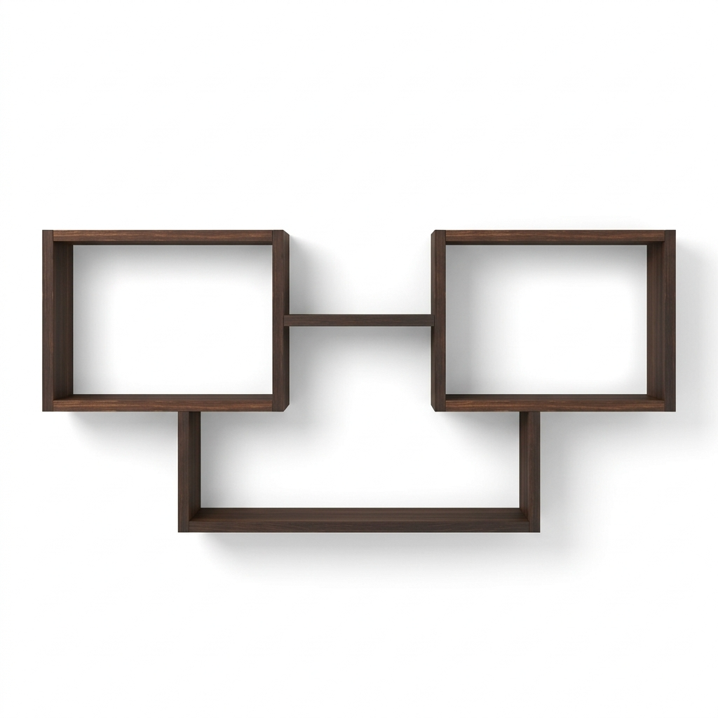 Raft de perete decorativ Fabrik Home Tetris Nr. 5, Nuc inchis, 1050x500x280mm