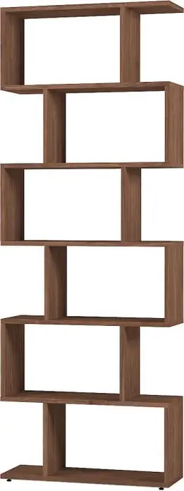 Etajera Fabrik Home Wally, 6 rafturi, Nuc pietros, PAL laminat, 80x180x25 cm, Sistem de conectare RASTEX, Cantuire ABS