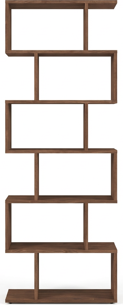 Etajera Fabrik Home Wally, 6 rafturi, Nuc pietros, PAL laminat, 80x180x25 cm, Sistem de conectare RASTEX, Cantuire ABS