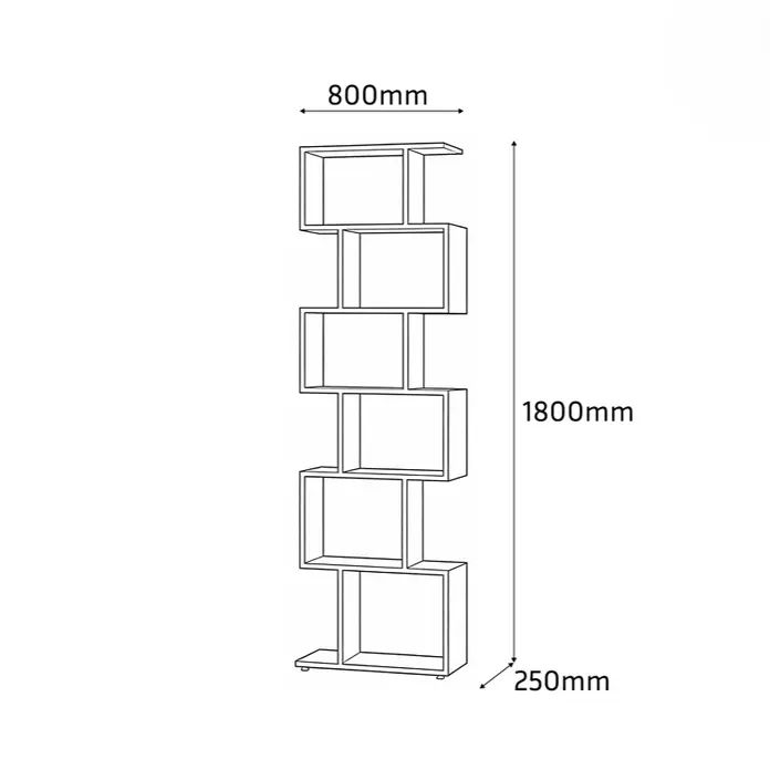 Etajera Fabrik Home Wally, 6 rafturi, Nuc pietros, PAL laminat, 80x180x25 cm, Sistem de conectare RASTEX, Cantuire ABS