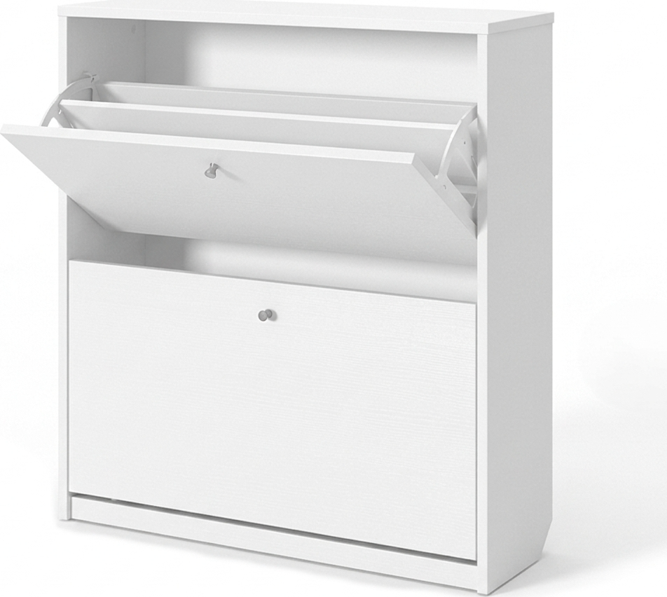 Fabrik Home Dulap pentru încălțăminte 800, 2 fronturi rabatabile, pentru holuri compacte, Culoare: Frasin alb, 800x880x260 mm