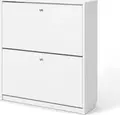 Fabrik Home Dulap pentru încălțăminte 800, 2 fronturi rabatabile, pentru holuri compacte, Culoare: Frasin alb, 800x880x260 mm