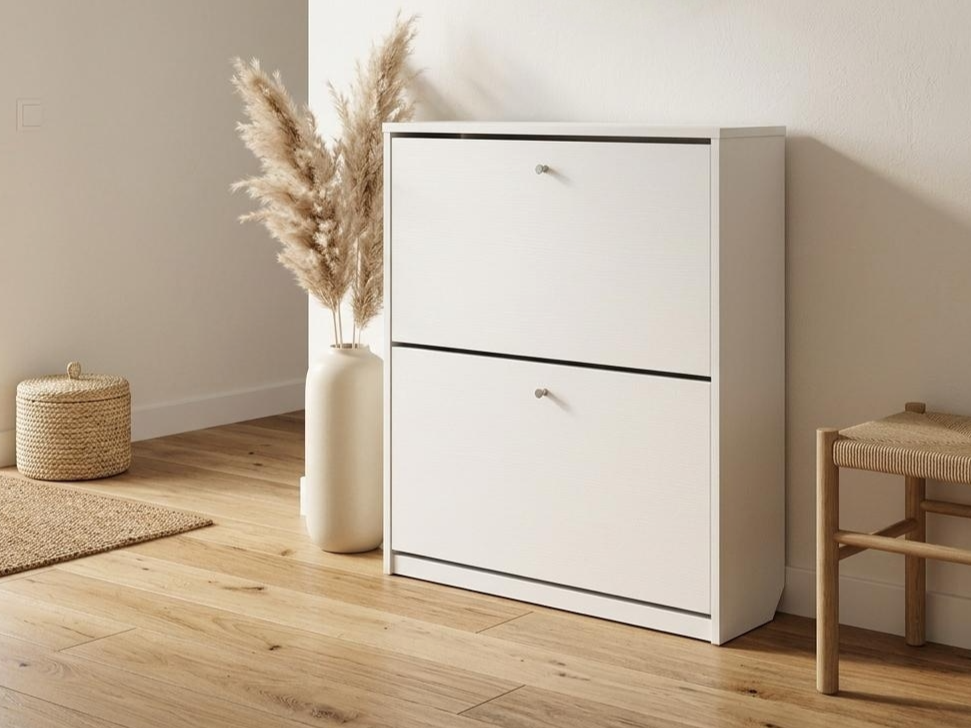 Fabrik Home Dulap pentru încălțăminte 800, 2 fronturi rabatabile, pentru holuri compacte, Culoare: Frasin alb, 800x880x260 mm