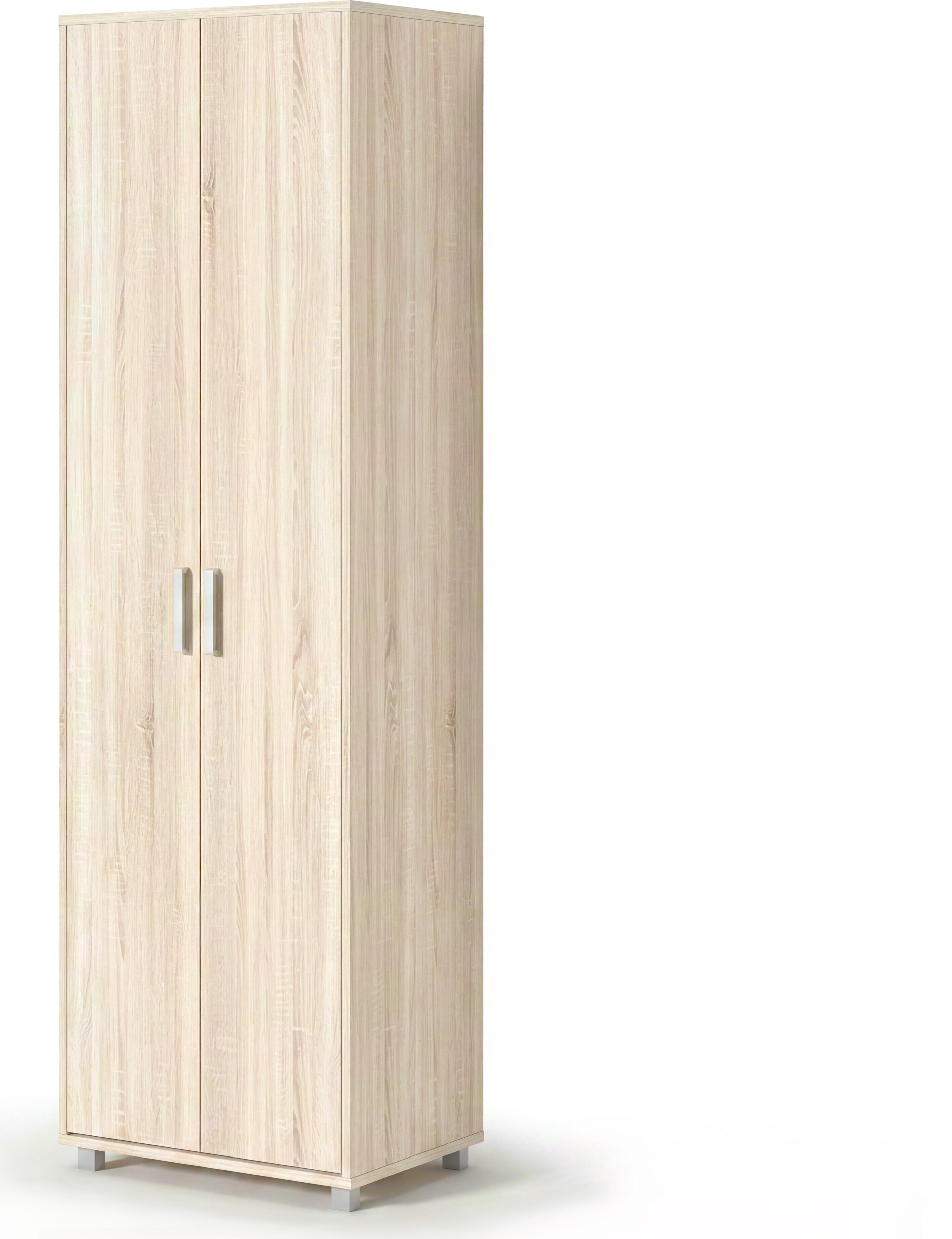 Fabrik Home Dulap Modul 2 Wardrobe, Sonoma Oak, Laminated Chipboard, 2000x600x420 mm, 2 Hinged Doors, Clothes Rail, Shelves, Silver Handles and Legs
