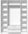Fabrik Home Linia 1600 Wardrobe, White Ash, 160x50x200 cm, Laminated Chipboard, 4 Hinged Doors with 2 Mirrors, 3 Sections, 2 Drawers