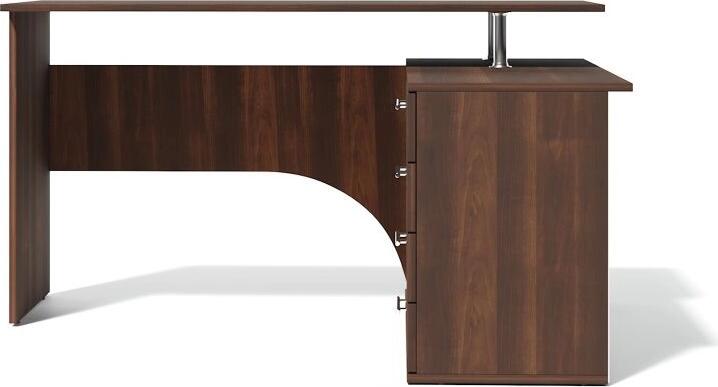 Fabrik Home Nr.1 L-Shaped Corner Computer Desk, Dark Walnut, Laminated PAL 18mm, 1400x1200mm, 4 Drawers, Open Shelving, RASTEX System