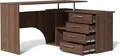 Fabrik Home Nr.1 L-Shaped Corner Computer Desk, Dark Walnut, Laminated PAL 18mm, 1400x1200mm, 4 Drawers, Open Shelving, RASTEX System