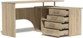Fabrik Home Nr.1 L-Shaped Corner Computer Desk, Sonoma Oak, 1400x1200mm, Laminated PAL 18mm, 4 Drawers and Open Shelves, RASTEX Connection System