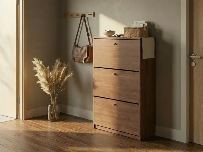 Шкаф для обуви Fabrik Home на 3 двери 800мм, откидные фасады, ламинированный ДСП 18мм, цвет Nuc Pietros, система соединений RASTEX