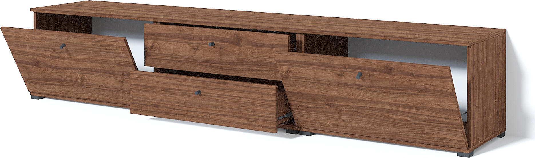Comoda TV Fabrik Home Domino, Nuc Pietros, PAL Laminat, 2 Dulapuri si 2 Sertare, Design Modular, Adancime 450mm, Inaltime 460mm