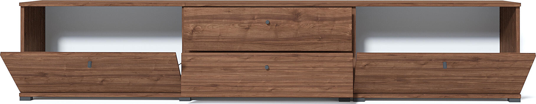 Comoda TV Fabrik Home Domino, Nuc Pietros, PAL Laminat, 2 Dulapuri si 2 Sertare, Design Modular, Adancime 450mm, Inaltime 460mm