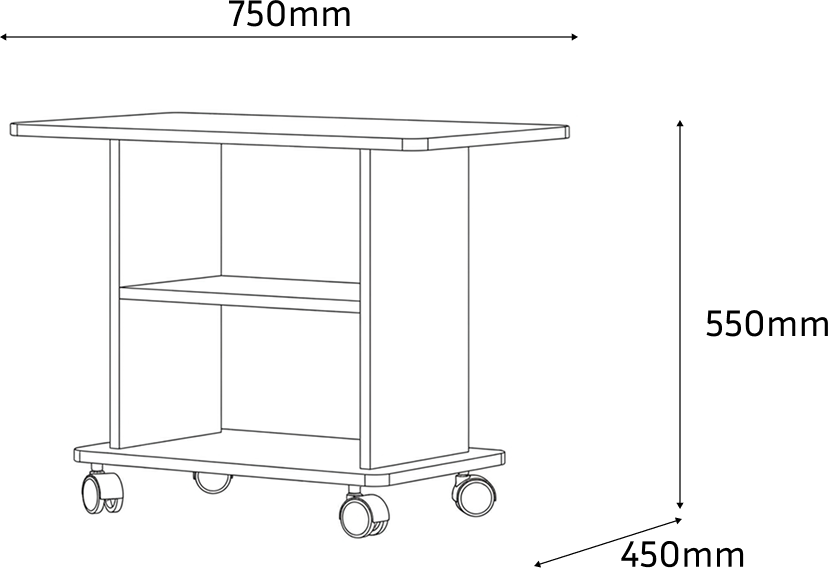 Fabrik Home Rolic Coffee Table, Sonoma Oak, 750x450x550mm, with Swivel Wheels and Magazine Storage Shelf